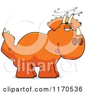 Cartoon Of A Drunk Or Dumb Triceratops Dinosaur Royalty Free Vector Clipart