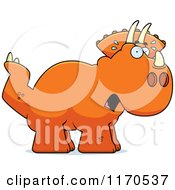 Cartoon Of A Frightened Triceratops Dinosaur Royalty Free Vector Clipart