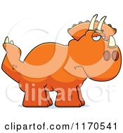 Cartoon Of A Depressed Triceratops Dinosaur Royalty Free Vector Clipart