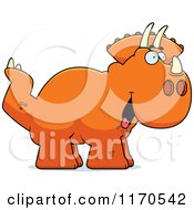 Cartoon Of A Hungry Triceratops Dinosaur Royalty Free Vector Clipart