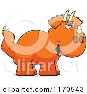 Cartoon Of A Sly Triceratops Dinosaur Royalty Free Vector Clipart