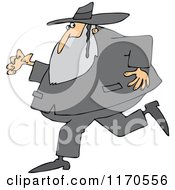 Rabbi Man Running And Glancing Back