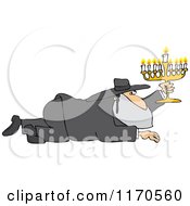 Poster, Art Print Of Rabbi Man Crawling With A Menorah