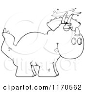 Cartoon Clipart Of A Drunk Or Dumb Triceratops Dinosaur Vector Outlined Coloring Page