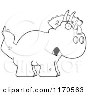 Poster, Art Print Of Black And White Frightened Triceratops Dinosaur