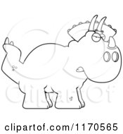 Poster, Art Print Of Black And White Mad Triceratops Dinosaur