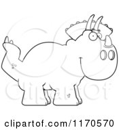 Poster, Art Print Of Black And White Happy Triceratops Dinosaur