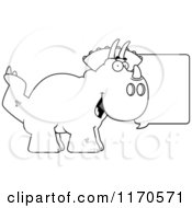 Cartoon Clipart Of A Happy Talking Triceratops Dinosaur Vector Outlined Coloring Page