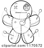 Cartoon Clipart Of A Calm Voo Doo Doll Vector Outlined Coloring Page