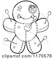 Cartoon Clipart Of A Mad Voo Doo Doll Vector Outlined Coloring Page