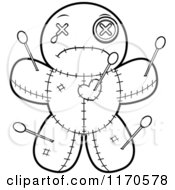 Cartoon Clipart Of A Depressed Voo Doo Doll Vector Outlined Coloring Page