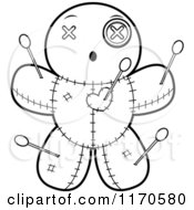 Cartoon Clipart Of A Surprised Voo Doo Doll Vector Outlined Coloring Page by Cory Thoman