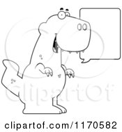 Cartoon Clipart Of A Talking Tyrannosaurus Rex Dinosaur Vector Outlined Coloring Page by Cory Thoman