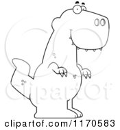 Cartoon Clipart Of A Happy Tyrannosaurus Rex Dinosaur Vector Outlined Coloring Page by Cory Thoman