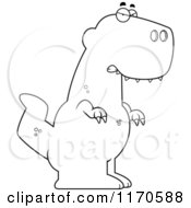 Cartoon Clipart Of A Mad Tyrannosaurus Rex Dinosaur Vector Outlined Coloring Page