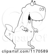 Cartoon Clipart Of A Hungry Tyrannosaurus Rex Dinosaur Vector Outlined Coloring Page
