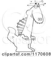 Cartoon Clipart Of A Drunk Or Dumb Spinosaurus Dinosaur Vector Outlined Coloring Page by Cory Thoman