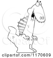 Cartoon Clipart Of A Hungry Spinosaurus Dinosaur Vector Outlined Coloring Page by Cory Thoman