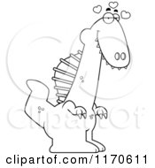 Cartoon Clipart Of A Loving Spinosaurus Dinosaur Vector Outlined Coloring Page by Cory Thoman