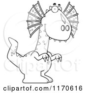 Cartoon Clipart Of A Happy Dilophosaurus Dinosaur Vector Outlined Coloring Page