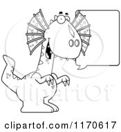 Cartoon Clipart Of A Happy Talking Dilophosaurus Dinosaur Vector Outlined Coloring Page