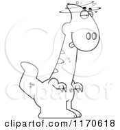Cartoon Clipart Of A Drunk Or Dumb Apatosaurus Dinosaur Vector Outlined Coloring Page by Cory Thoman