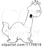 Cartoon Clipart Of A Frightened Plesiosaur Dinosaur Vector Outlined Coloring Page