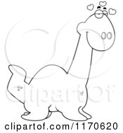 Cartoon Clipart Of A Loving Plesiosaur Dinosaur Vector Outlined Coloring Page by Cory Thoman