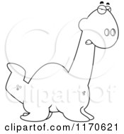 Cartoon Clipart Of A Mad Plesiosaur Dinosaur Vector Outlined Coloring Page by Cory Thoman