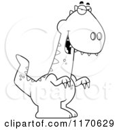 Cartoon Clipart Of A Sly Velociraptor Dinosaur Vector Outlined Coloring Page by Cory Thoman