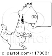 Cartoon Clipart Of A Talking Velociraptor Dinosaur Vector Outlined Coloring Page by Cory Thoman