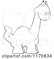 Cartoon Clipart Of A Happy Apatosaurus Dinosaur Vector Outlined Coloring Page by Cory Thoman