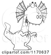 Cartoon Clipart Of A Hungry Dilophosaurus Dinosaur Vector Outlined Coloring Page