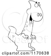 Cartoon Clipart Of A Hungry Parasaurolophus Dinosaur Vector Outlined Coloring Page