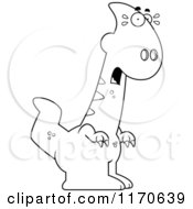 Cartoon Clipart Of A Frightned Parasaurolophus Dinosaur Vector Outlined Coloring Page