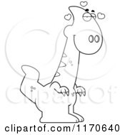 Cartoon Clipart Of A Loving Parasaurolophus Dinosaur Vector Outlined Coloring Page by Cory Thoman