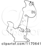 Cartoon Clipart Of A Mad Parasaurolophus Dinosaur Vector Outlined Coloring Page