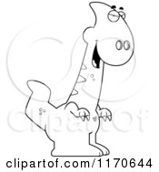Cartoon Clipart Of A Sly Parasaurolophus Dinosaur Vector Outlined Coloring Page