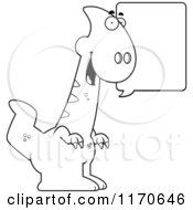Cartoon Clipart Of A Talking Parasaurolophus Dinosaur Vector Outlined Coloring Page