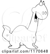 Cartoon Clipart Of A Hungry Plesiosaur Dinosaur Vector Outlined Coloring Page by Cory Thoman