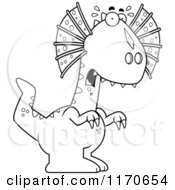 Cartoon Clipart Of A Frightened Dilophosaurus Dinosaur Vector Outlined Coloring Page