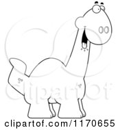 Cartoon Clipart Of A Hungry Apatosaurus Dinosaur Vector Outlined Coloring Page