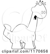 Cartoon Clipart Of A Frightened Apatosaurus Dinosaur Vector Outlined Coloring Page