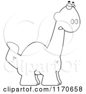 Cartoon Of An Angry Apatosaurus Dinosaur Vector Outlined Coloring Page