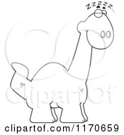 Cartoon Clipart Of A Sleeping Apatosaurus Dinosaur Vector Outlined Coloring Page by Cory Thoman