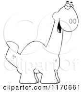 Cartoon Clipart Of A Sly Apatosaurus Dinosaur Vector Outlined Coloring Page
