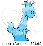 Cartoon Of A Drunk Or Dumb Parasaurolophus Dinosaur Royalty Free Vector Clipart