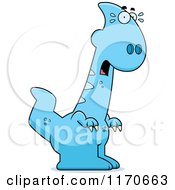 Cartoon Of A Frightned Parasaurolophus Dinosaur Royalty Free Vector Clipart by Cory Thoman