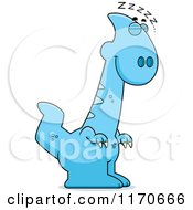 Cartoon Of A Sleeping Parasaurolophus Dinosaur Royalty Free Vector Clipart