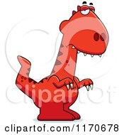 Cartoon Of A Depressed Velociraptor Dinosaur Royalty Free Vector Clipart